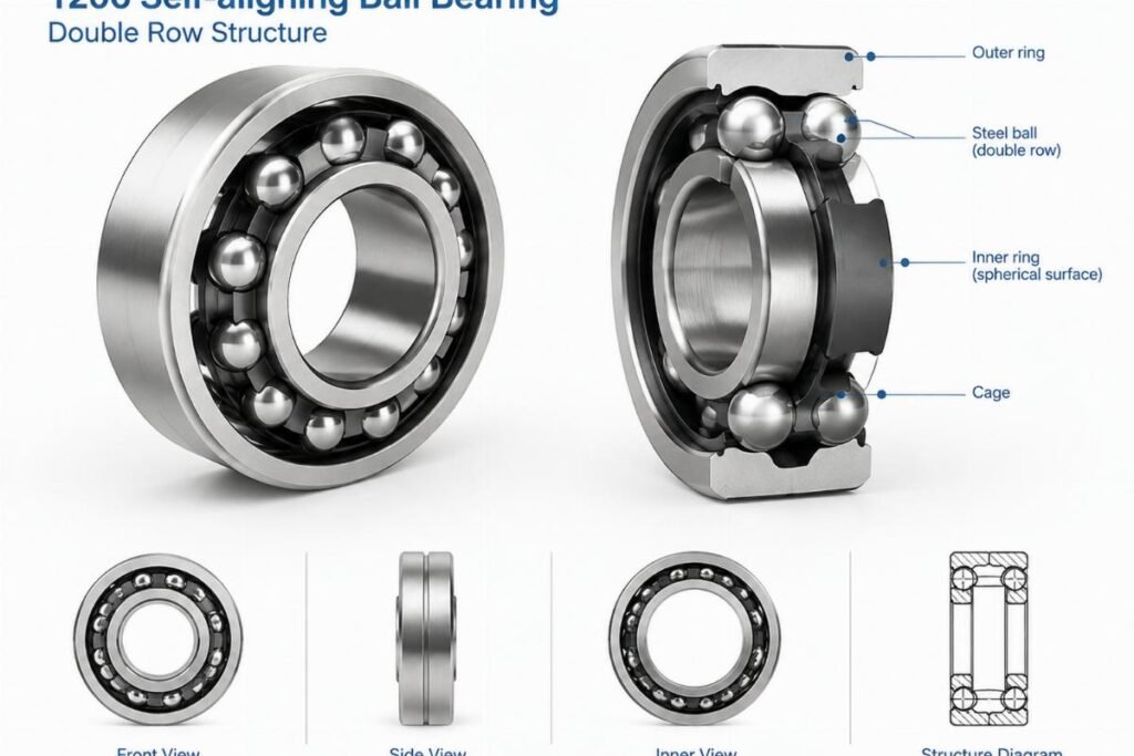 1206 self-aligning ball bearing double row structure