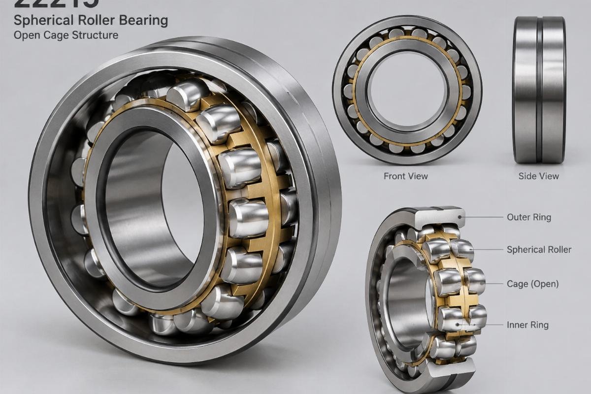 22215 spherical roller bearing open cage structure