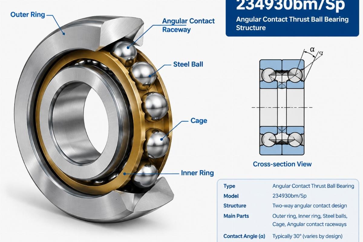 234930bm/Sp angular contact thrust ball bearing structure