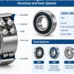 3205-2RS double row angular contact ball bearing structure and seal options