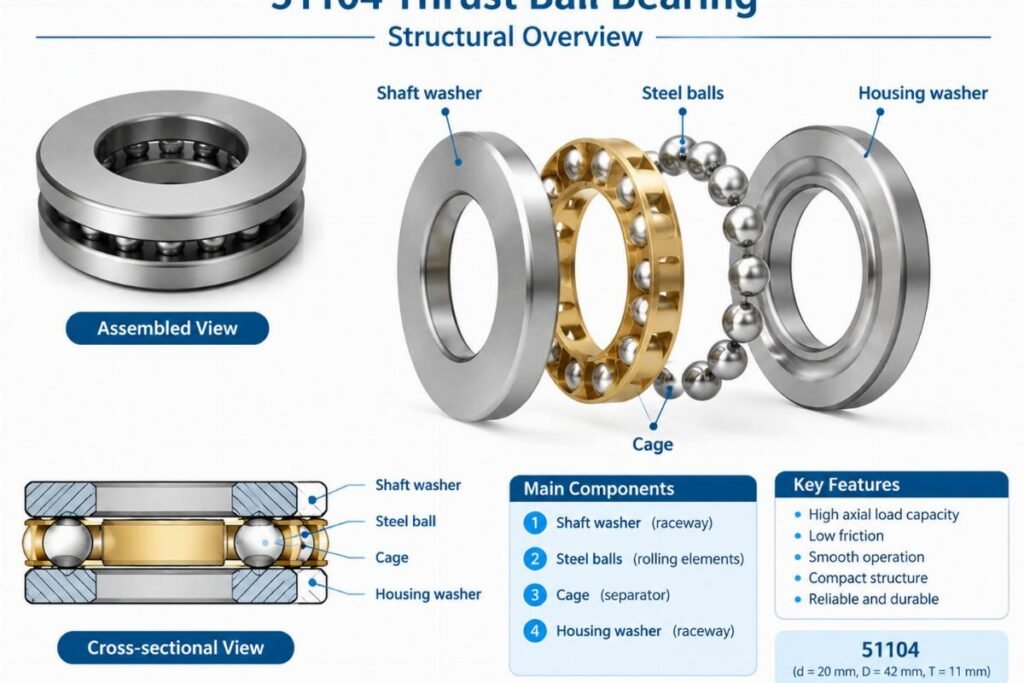 51104 thrust ball bearing structural overview