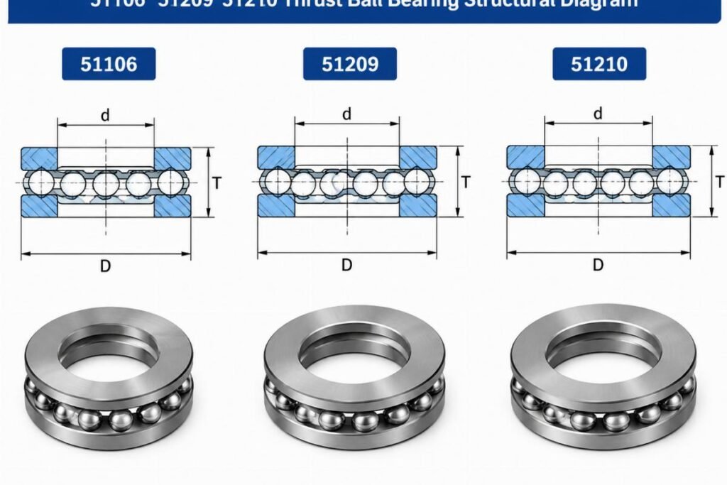 51106 51209 51210 thrust ball bearing structural diagram