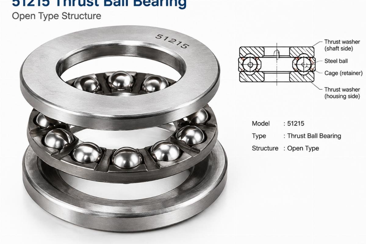 51215 thrust ball bearing open type structure