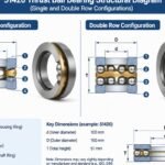 51420 thrust ball bearing structural diagram showing single and double row configurations