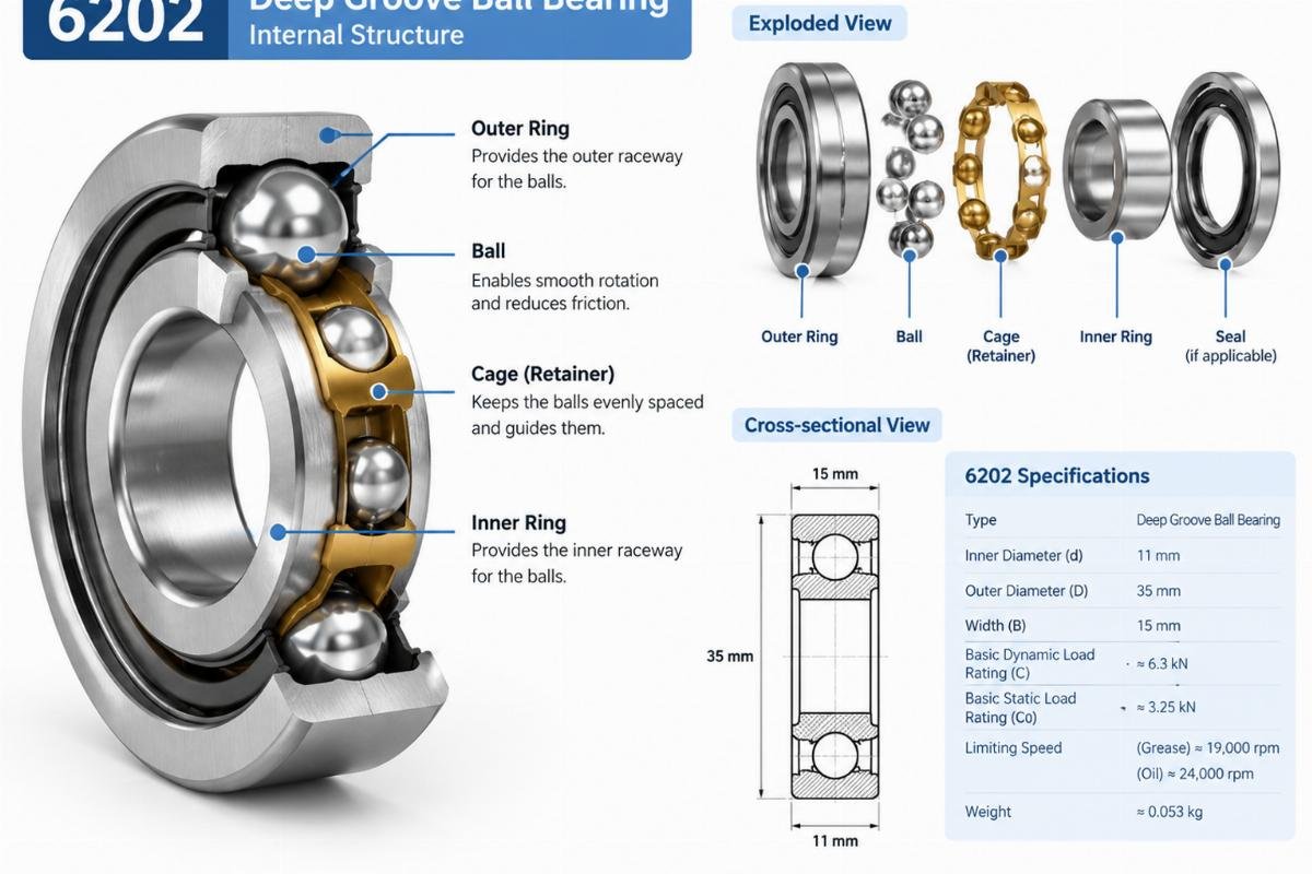 6202 deep groove ball bearing internal structure
