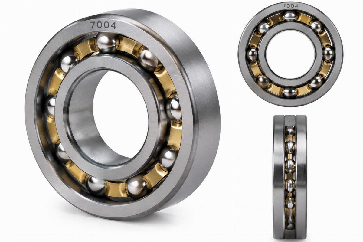 7004 angular contact ball bearing open cage structure