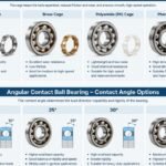 Angular contact ball bearing cage material and contact angle options