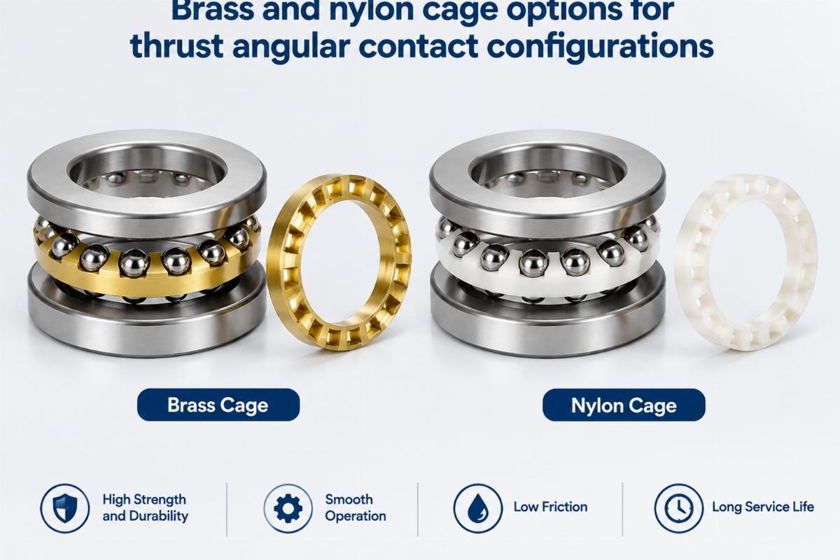 Brass and nylon cage options for thrust angular contact configurations
