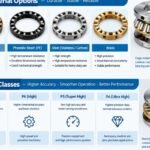 Cage material options and precision classes for thrust bearings