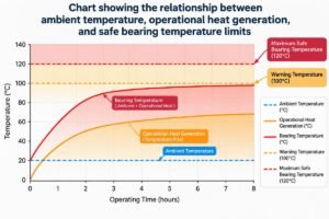 Chart showing the relationship between ambient temperature, operational heat generation, and safe bearing temperature limits