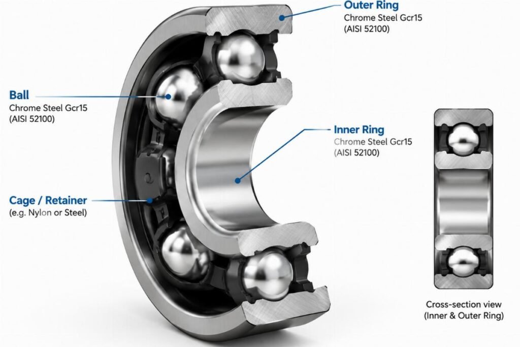 Chrome steel Gcr15 inner and outer ring cross-section