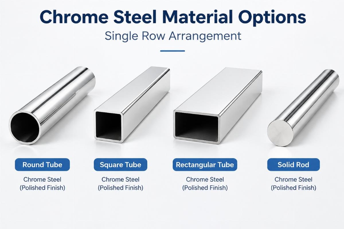 Chrome steel material options and single row arrangement