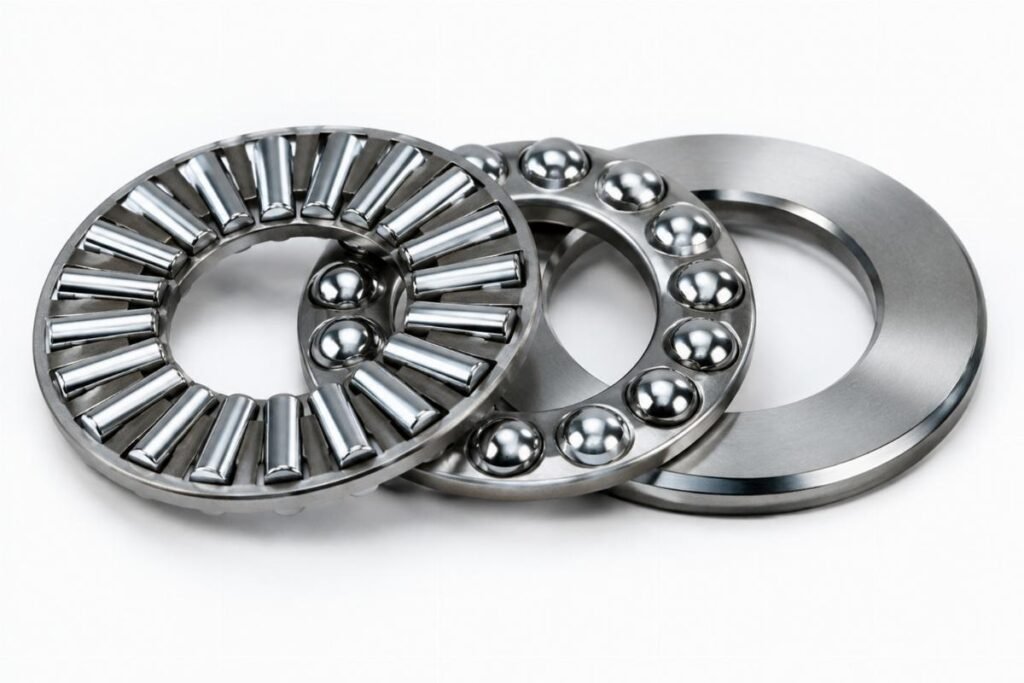 Chrome steel needle rollers and thrust ball assembly without outer ring