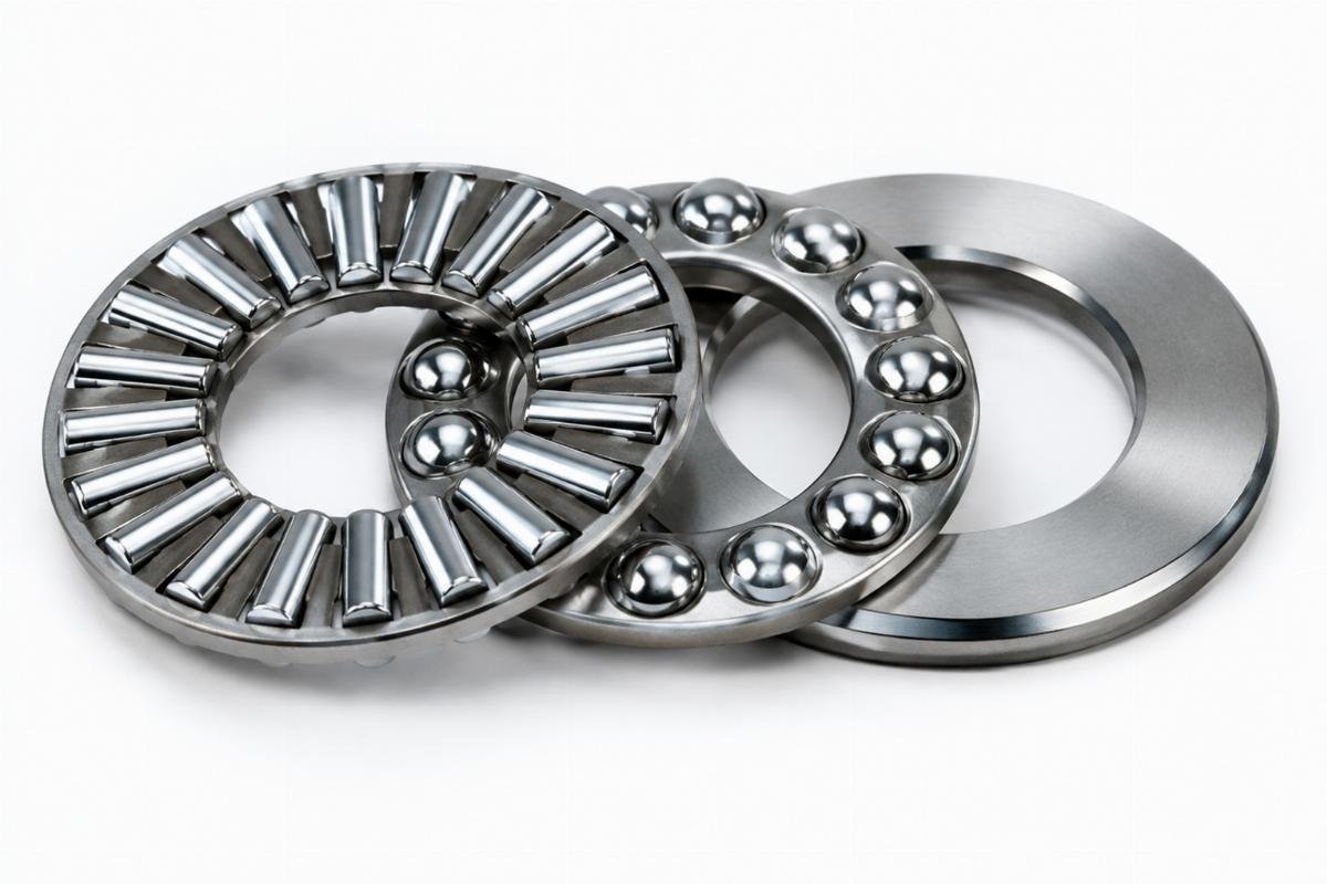 Chrome steel needle rollers and thrust ball assembly without outer ring