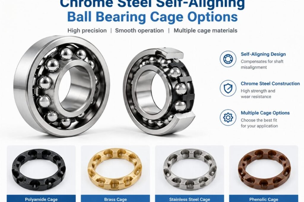 Chrome steel self-aligning ball bearing cage options