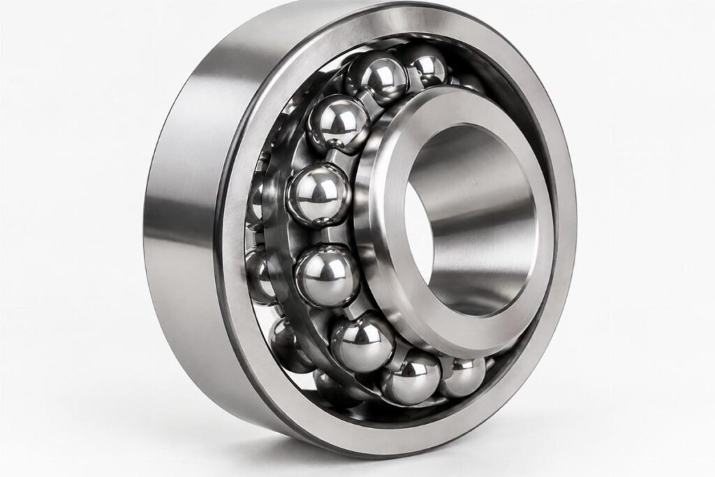 Chrome steel self-aligning ball bearing with tapered bore