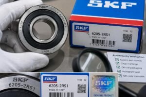Close-up inspection of bearing markings and packaging to verify authenticity