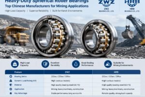 Comparison of heavy-duty spherical roller bearings from top Chinese manufacturers including ZWZ and HRB for mining applications