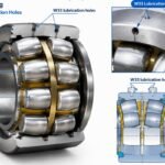 Cross-section of double row self-aligning roller bearing showing W33 lubrication holes