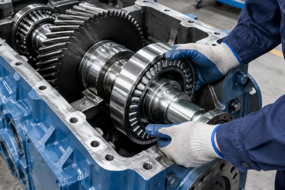 Cylindrical roller bearing installation in heavy-duty reducer gearbox