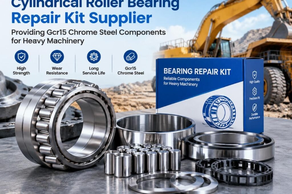 Cylindrical roller bearing repair kit supplier providing Gcr15 chrome steel components for heavy machinery