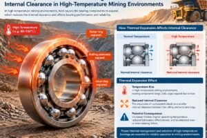 Diagram showing thermal expansion effects on bearing internal clearance in high-temperature mining environments