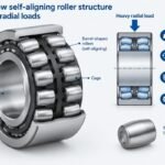Double row self-aligning roller structure for heavy radial loads