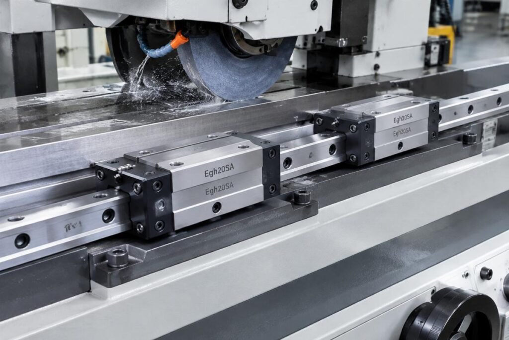 Egh20SA linear guide rail mounted on grinding machine