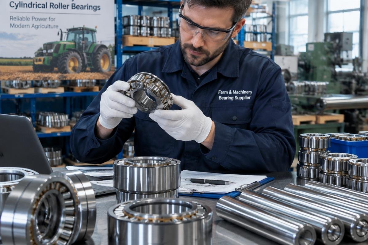 Farm and machinery cylindrical roller bearing supplier inspecting chrome steel components