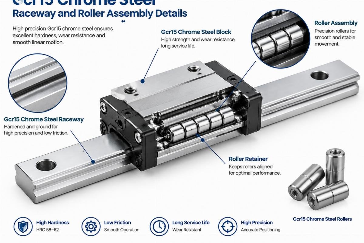 Gcr15 chrome steel raceway and roller assembly details