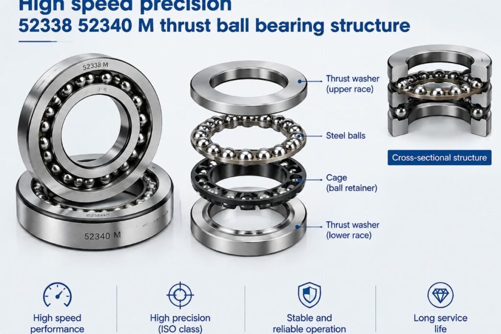 High speed precision 52338 52340 M thrust ball bearing structure