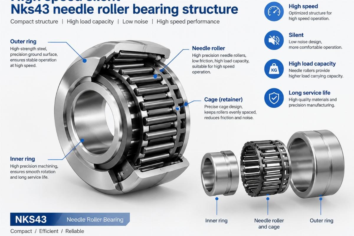 High speed silent Nks43 needle roller bearing structure