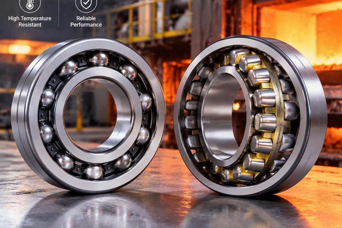 Image of deep groove ball bearing and spherical roller bearing suitable for high temp applications