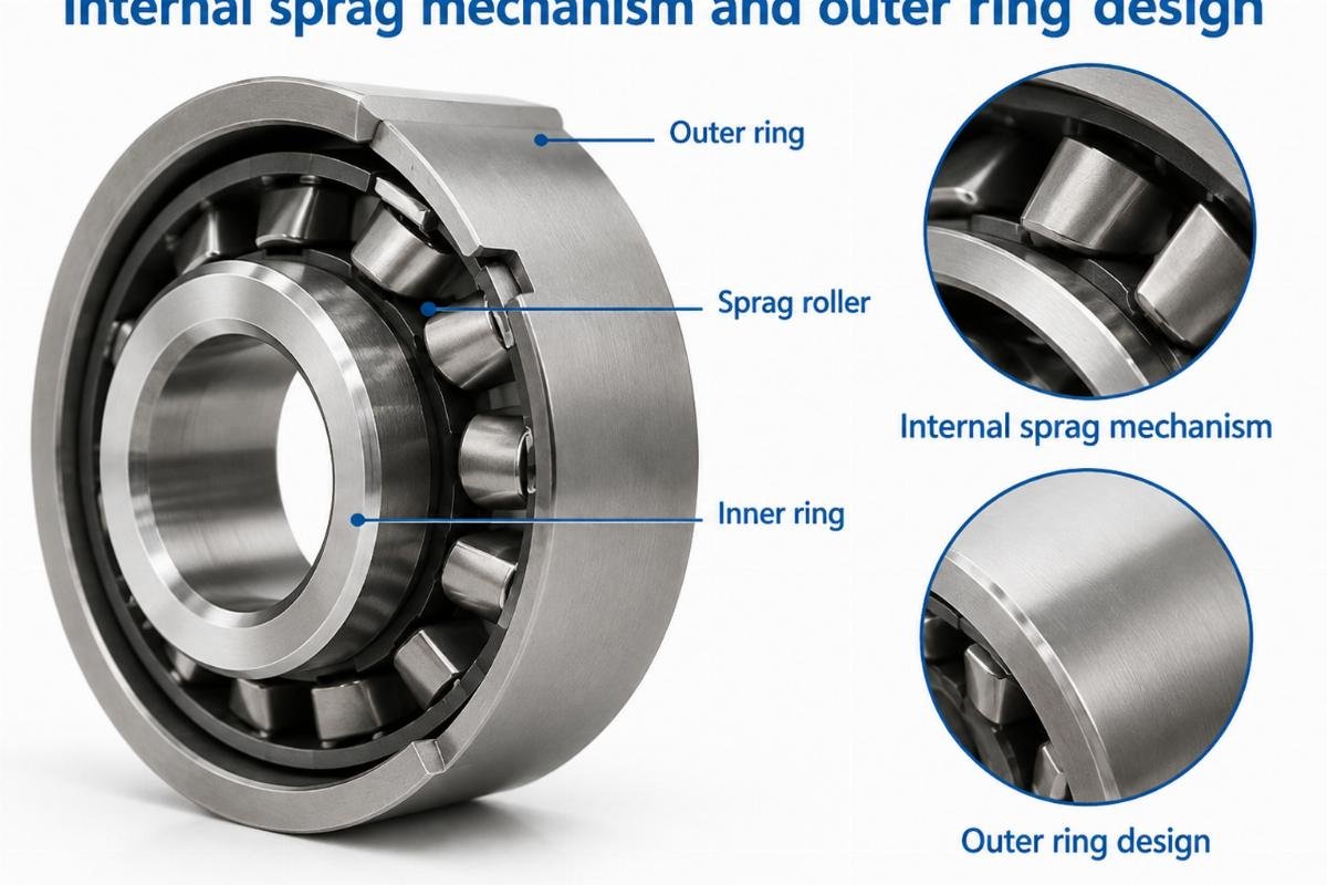 Internal sprag mechanism and outer ring design