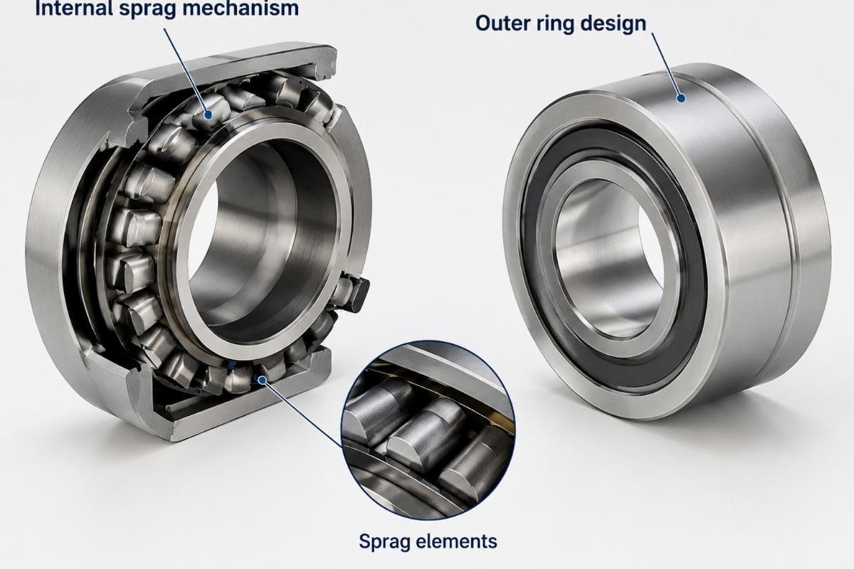Internal sprag mechanism and outer ring design