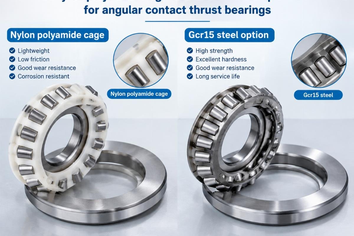 Nylon polyamide cage and Gcr15 steel options for angular contact thrust bearings
