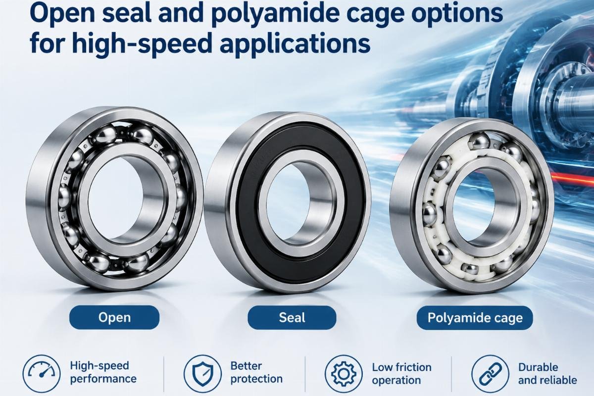 Open seal and polyamide cage options for high-speed applications
