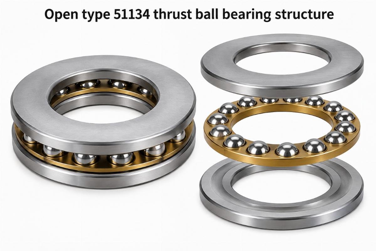 Open type 51134 thrust ball bearing structure