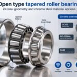 Open type tapered roller bearing internal geometry and chrome steel material options