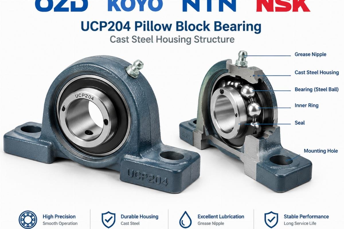 OZD KOYO NTN NSK UCP204 pillow block bearing cast steel housing structure