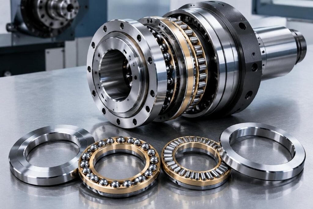 Precision thrust bearing assembly for machine tool spindles