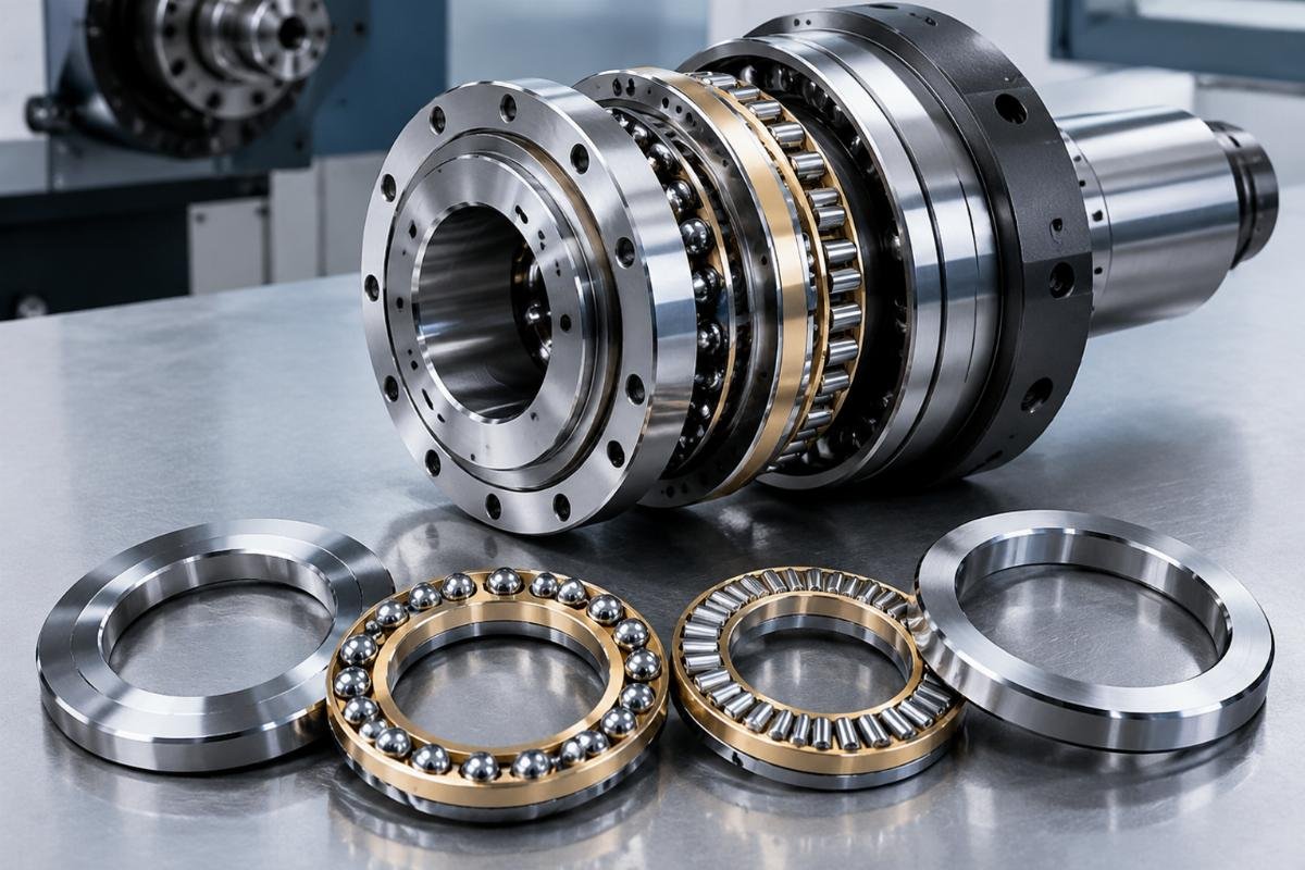 Precision thrust bearing assembly for machine tool spindles