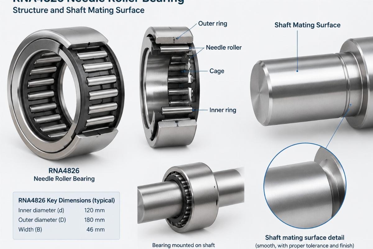 Rna4826 needle roller bearing structure and shaft mating surface