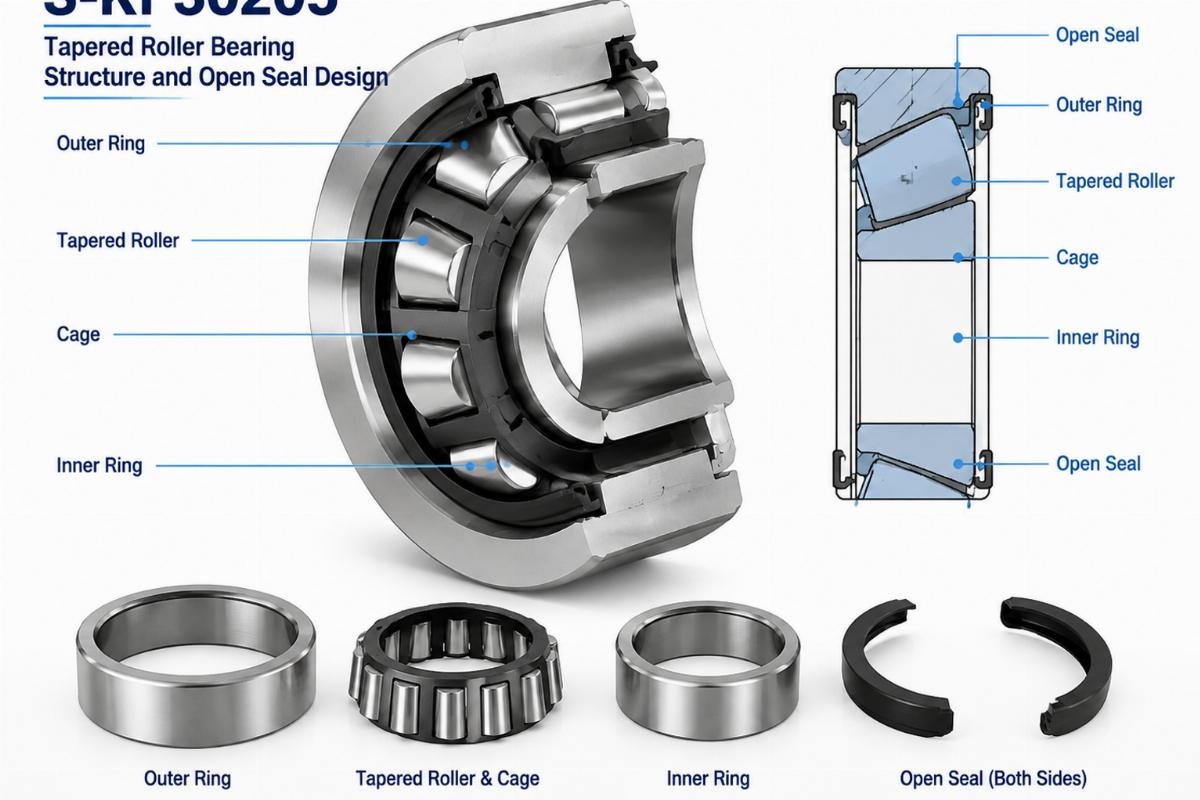 S-Kf 30205 tapered roller bearing structure and open seal design