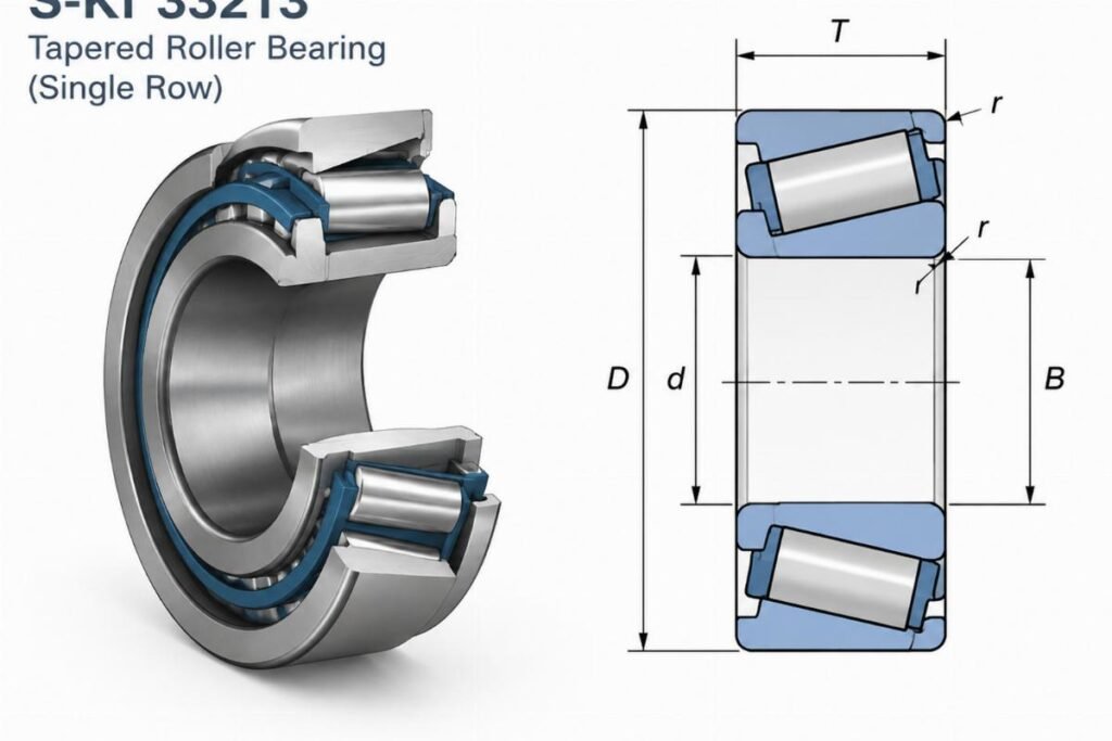 S-Kf 33213 tapered roller bearing cross-section showing single row arrangement