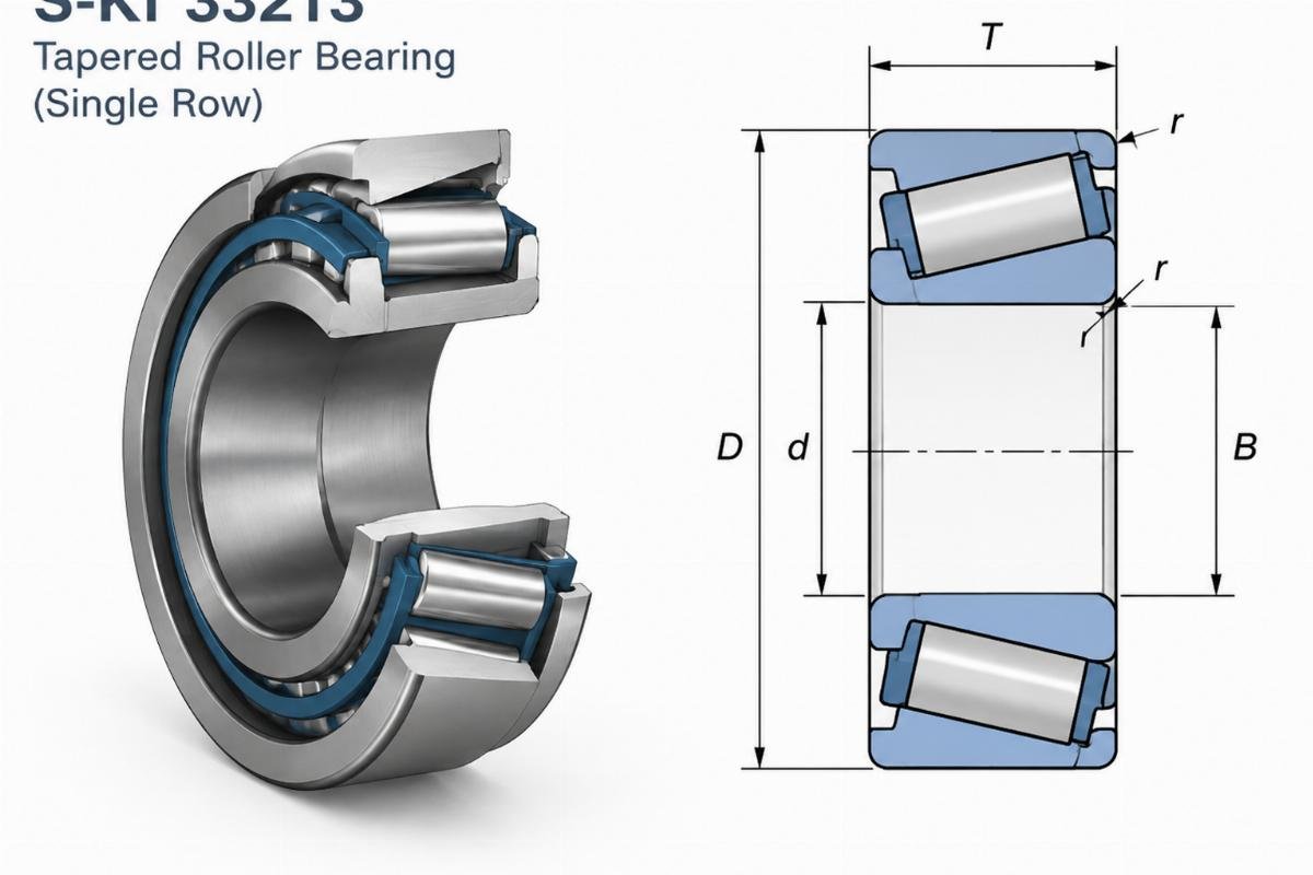 S-Kf 33213 tapered roller bearing cross-section showing single row arrangement