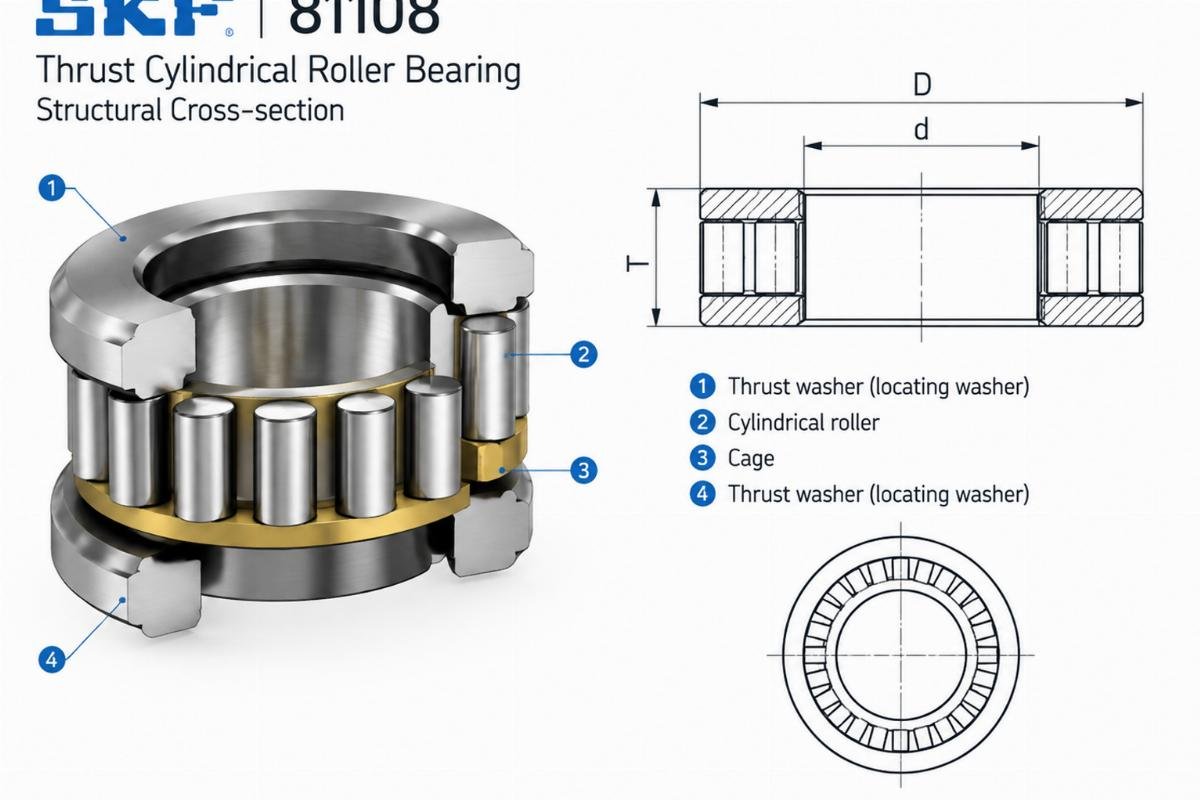 S Kf 81108 thrust cylindrical roller bearing structural cross-section