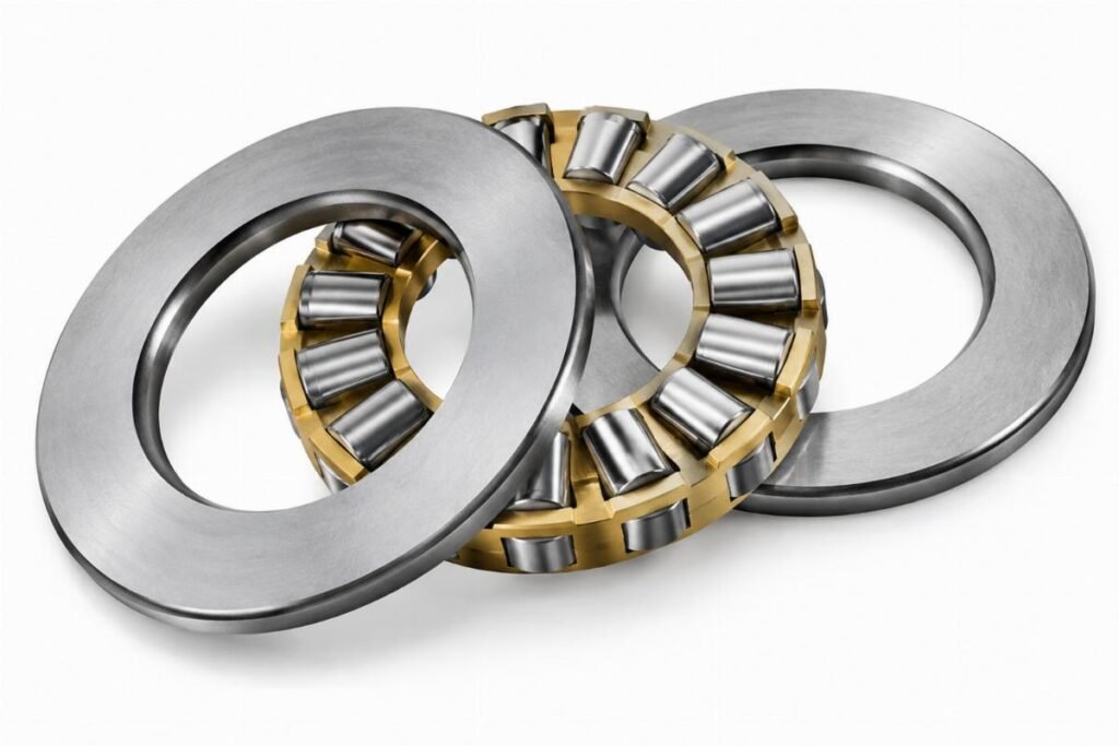 Separated thrust cylindrical roller bearing washer and cage assembly