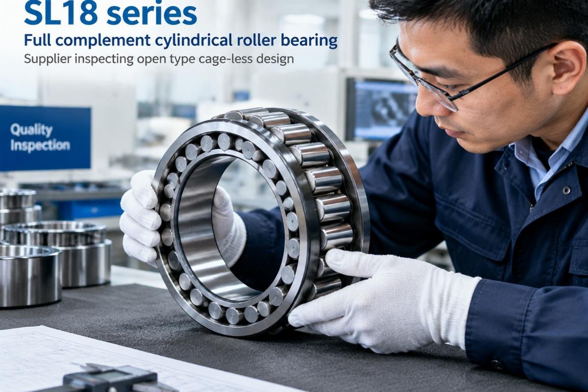 SL18 series full complement cylindrical roller bearing supplier inspecting open type cage-less design