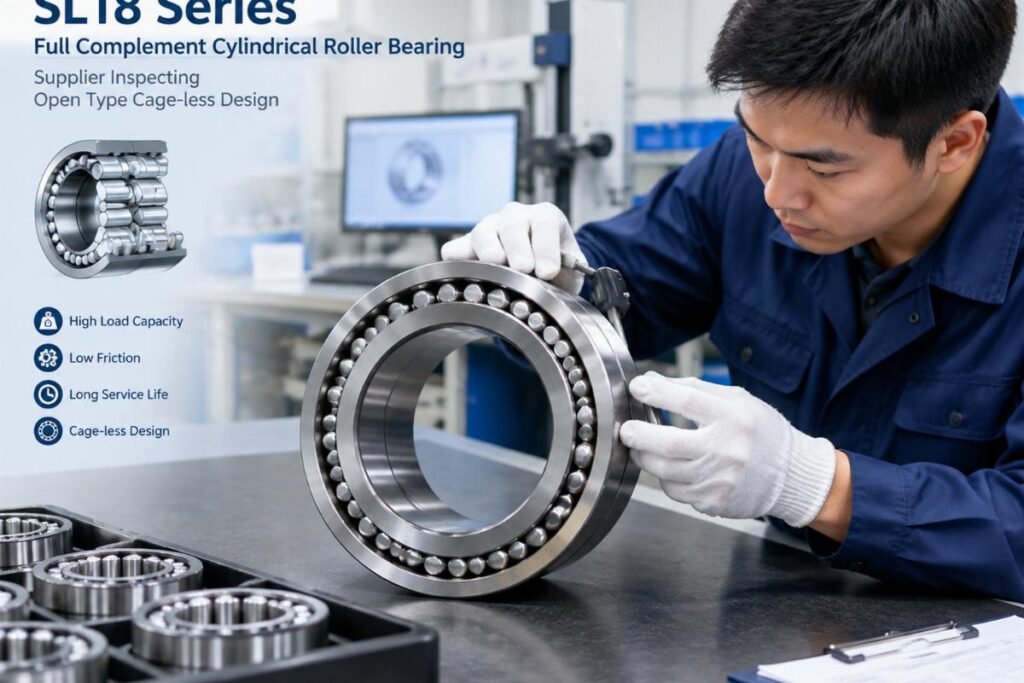 SL18 series full complement cylindrical roller bearing supplier inspecting open type cage-less design